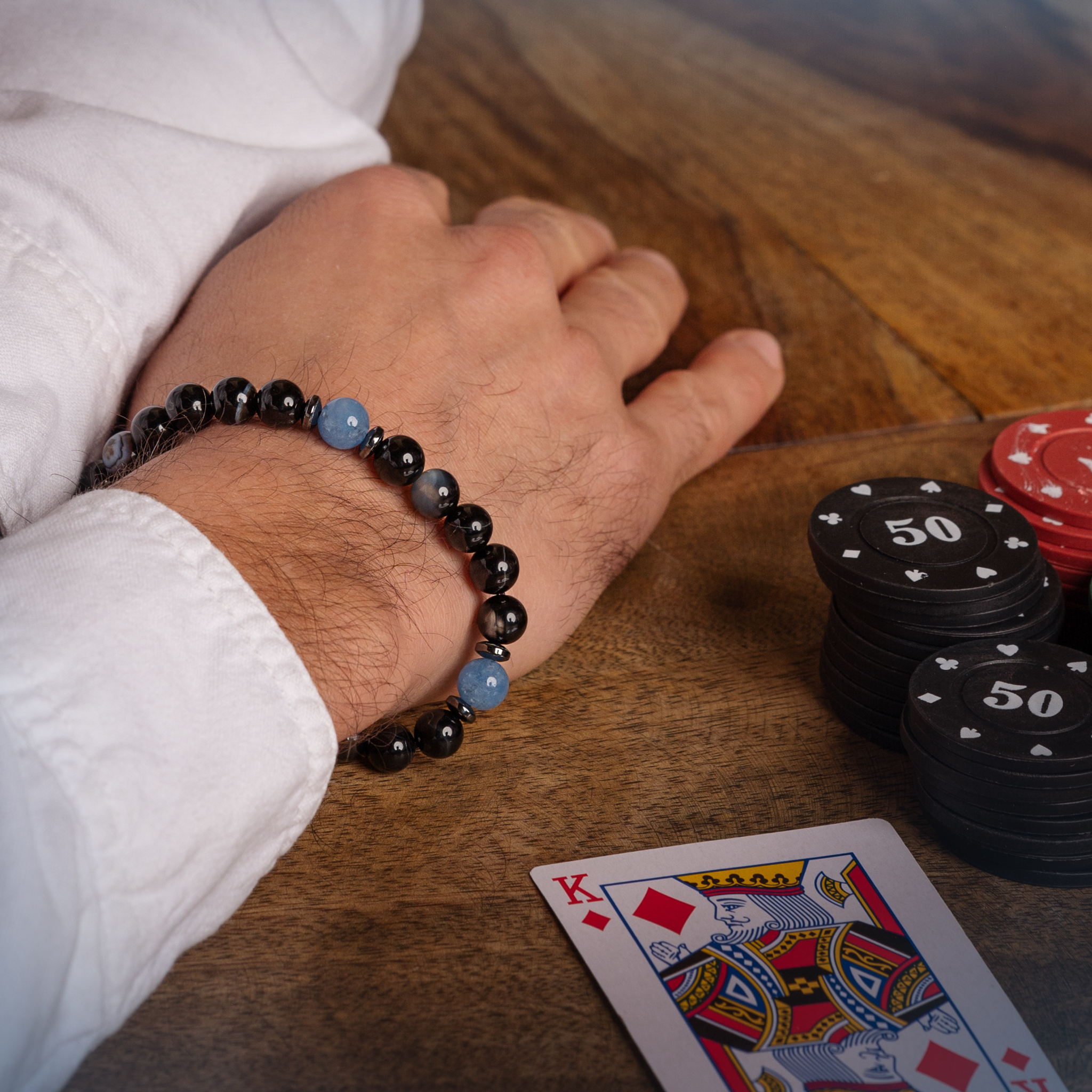 Bransoletka męska Agat Akwamaryn - obrazek 2